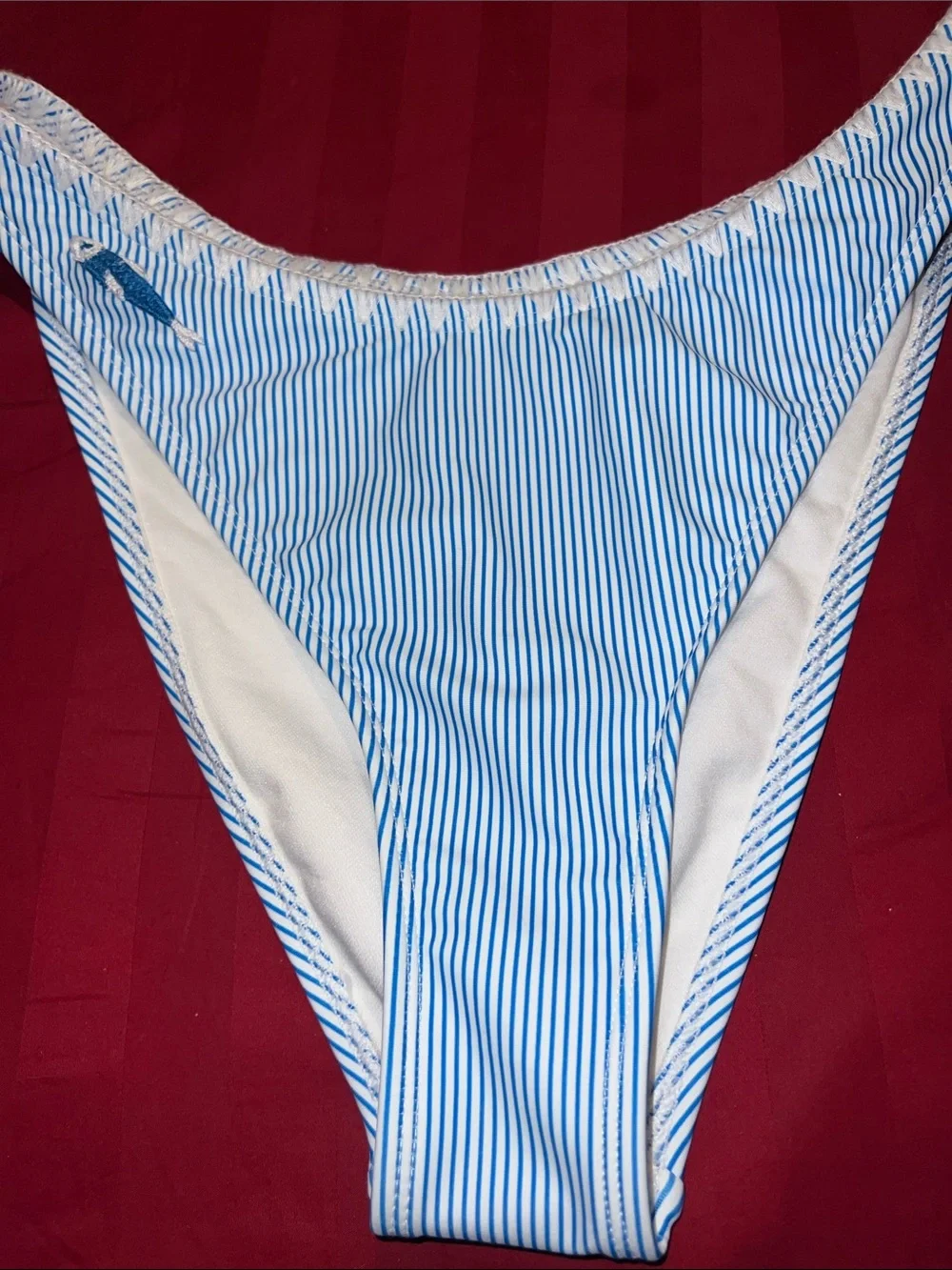 Women's Sardine Applique Striped Low-Rise Bikini Bottom - Wild Fable M.  NWT.